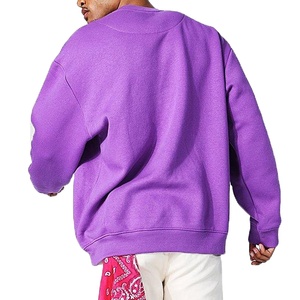 Sweat-shirt col rond oversize pour homme, 500 g/m², en molleton de coton épais 100 % coton, délavé, épaules tombantes, brodé, vente en gros - Product Image 6