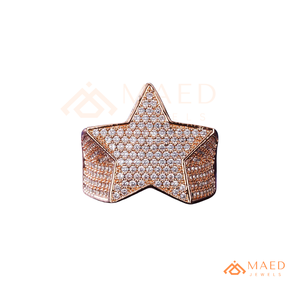 Anillo de Estrella con Diamantes Moissanite en Tono Oro Rosa para Hombre, Joyería Hip Hop, Estilo Moderno - Product Image 6