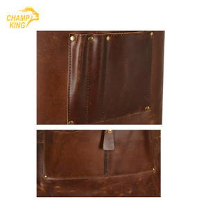 Genuine <b>Leather</b> <b>Apron</b> Cross back Straps Double Pockets Restaurant Bar Wait Staff Uniform - Product Image 3