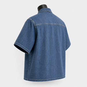Camisa de Trabajo de Manga Corta para Hombre, Informal, Otoñal, Transpirable, 100% Algodón Orgánico, Estilo Denim, Personalizable, OEM, ODM, Marca Privada - Product Image 5