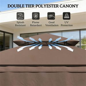 Pavillon de barbecue extérieur marron, auvent et pergola - Product Image 4