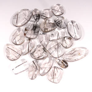 Cabujón de rutilo negro de calidad Natural 100%, fabricación de piedras preciosas sueltas, joyería de tamaño libre, cuarzo rutilo negro, piedra suelta a granel hecha a mano - Product Image 1