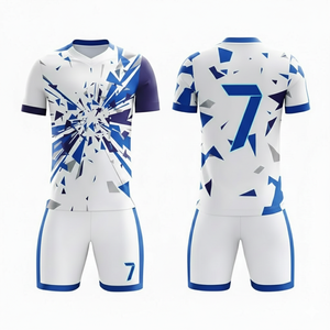 Ensemble de maillots de football personnalisés avec logo par sublimation, uniformes d'entraînement à séchage rapide, kit d'équipe de club, rétro futbol, découpe 100 % automatisée - Product Image 2