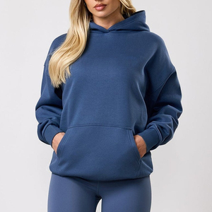 Street Style Custom Logo Cotton Fleece Heavyweight Pullover Women's Oversized Blank Plain Sweatshirt Lounge Hoodie With Pockets - Product Image 1