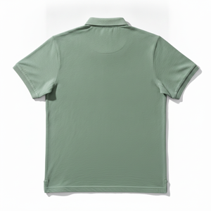 Chemise boutonnée décontractée pour homme en piqué interlock respirant à manches courtes, col contrastant, logo imprimé sur le devant - Product Image 5