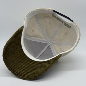 Casquette de baseball personnalisée à 5 panneaux en gros, casquette originale A-Frame profonde, ajustable, en tissu de coton et velours côtelé, broderie 3D, casquette sportive - Product Image 6