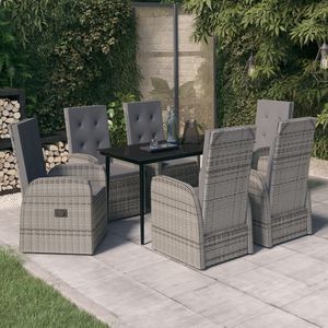 Set da Pranzo da Giardino in Rattan Grigio per 6 Persone, Resistente alle Intemperie, Arredamento da Esterno in Stile Contemporaneo - Product Image 1