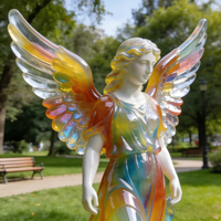 Sculptures d'anges classiques européennes en fibre de verre blanches, grandes statues de jardin, décoration intérieure, résistantes à l'eau, aux UV et aux intempéries