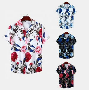 Custom Logo Floral Sublimation Print <b>Beach</b> Wear Quick Dry Cotton Polyester Turn Down Collar Short Sleeves <b>Men's</b> Hawaiian <b>Shirt</b> - Product Image 6