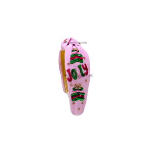 Serre-tête noué perlé personnalisé Jolly pour femme – Dernière tendance, fait main, idéal pour les fêtes et Noël - Product Image 1