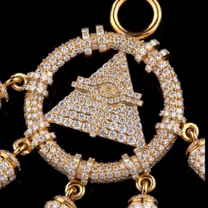 <b>Iced</b> <b>Out</b> S925 Pyramid Eye Pendant Necklace with Moissanite Claw Setting Gold Plated Hip Hop Unisex Jewelry - Product Image 3