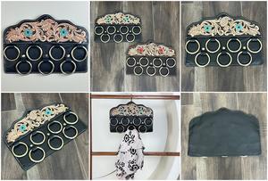 Support mural pour foulards en cuir véritable fait main, motif floral turquoise, style western rustique, organisateur de décoration intérieure - Product Image 3