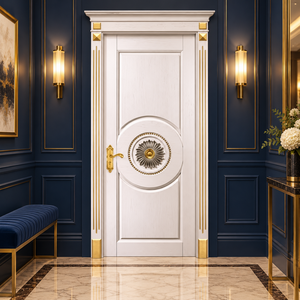 Porte intérieure en bois massif GA-05F extra épaisse 50 mm, style contemporain, pour entrée de villa, robuste, avec âme en bois dur - Product Image 1
