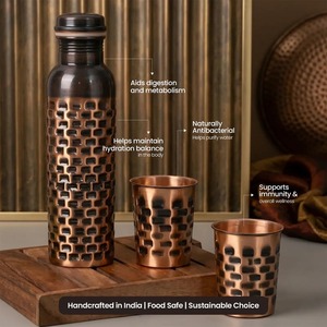 Pure Copper Double Wall Eco-Friendly <b>Water</b> <b>Bottle</b> with Classic Finish for <b>Daily</b> <b>Water</b> Storage & Travel - Product Image 4
