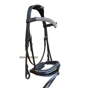 NIDA - Cabezada de Cuero Marrón con Decoración de Diamantes de Imitación para Caballo, Brida Inglesa, Equipo de Equitación, Micklem - Product Image 5
