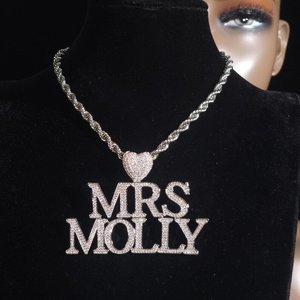 Collar con Colgante de Nombre Personalizado con Incrustaciones de Diamantes, Estilo Hip Hop, con Letras de Moissanita - Product Image 4