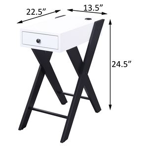 Comodino USB Bianco e Nero con Porte di Ricarica, Pratico Tavolino Laterale - Product Image 6