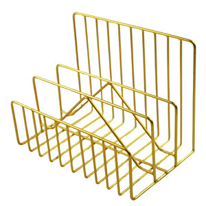 Gold Metal Desktop Magazine Organizer With Scale Tray <b>Rectangle</b> Minimalist Storage <b>Bin</b> For Office Tabletop Use - Product Image 2