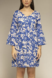 Vestido de Mujer de Alta Calidad, Azul, con Estampado Abstracto, Mini Vestido para Ocasiones Especiales, Disponible a Precio de Mayoreo - Product Image 4