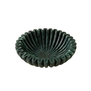 Cuenco de Mármol Verde Personalizado al por Mayor, Cuenco de Mármol Tallado a Mano con Bordes Ondulados, Cuenco de Frutas de Piedra Natural con Diseño Plegado - Product Image 1
