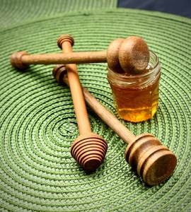 Eco Friendly Polished Reusable Wooden Honey Dipper Stirrer Stick Natural Beech Wood Honey <b>Spoon</b> Drizzle Tool for Kitchen and Tea - Product Image 3