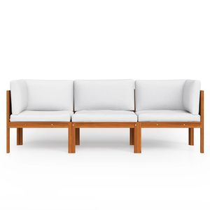 Canapé de jardin 3 places en bois d'acacia massif, couleur crème, meubles d'extérieur durables et élégants - Product Image 3