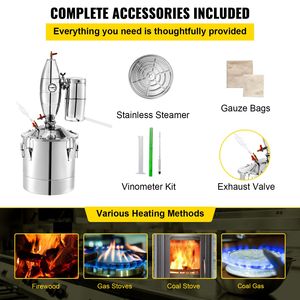 Distillatore di Alcol in Acciaio Inox 304 da 50L (13,2 Galloni) per Uso Domestico, Kit per la Produzione di Vino e Whisky con Termometro, Alambicco per Acqua e Alcol - Product Image 6