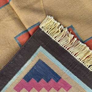 Tapis et ensembles Dhurrie en coton multicolore Motifs antiques classiques pour le salon 007 Tapis de sol - Product Image 5