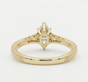 Anillo de Compromiso y Boda de Lujo Chapado en Oro Vintage con Corte Marquesa, Diamante Cultivado en Laboratorio Certificado por IGI, Alta Pureza - Product Image 4