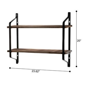 Mensole Galleggianti in Legno a 2 Livelli YS, Design Industriale da Parete per Soggiorno, Camera da Letto, Cucina, Ingresso, Bagno - Product Image 6