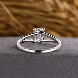 14K White Gold Engagement & Anniversary <b>Ring</b> Emerald Cut Lab Grown Diamond Ethical <b>Ring</b> Split <b>Band</b> Women's Diamond <b>Ring</b> - Product Image 5