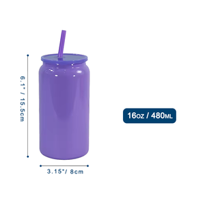 Gobelet isotherme en acier inoxydable à double paroi de 16 oz avec couvercle et paille colorée pour cadeau de fête - Vente en gros - Product Image 6