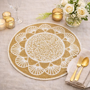 Indian Crafted Handmade Beaded <b>Table</b> <b>Runner</b> With Placemate for Hotels Wedding By Blossom Craft India - Product Image 5