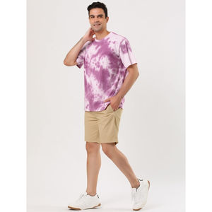 T-shirts pour hommes au design tie-dye, 100% coton tricoté, couleur unie, respirant, imprimé léger, manches courtes, pour le fitness et les activités sportives - Product Image 2