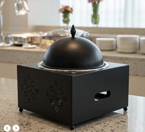 Cazuela de Alta Calidad con Soporte para Velas, Diseño Cuadrado, Acabado Negro, para Servir en Fiestas de Ramadán, Buffet, Bodas, Hogar y Hoteles - Product Image 1