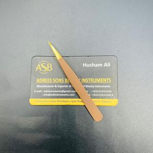 <b>Light</b> Brown <b>Pointed</b> Eyebrow Tweezers Stainless Steel Custom Logo Printing Nude <b>Pointed</b> Tip Tweezer Beauty Instrument - Product Image 5