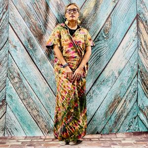 Nouveau produit 2024 : Kimono tie-dye fait main pour femme, style bohème, coupe classique, idéal pour la plage et les vacances d'été, avec 1 bandeau - Product Image 1
