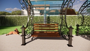 Banc suspendu robuste en fer forgé – Banc de véranda extérieur en métal durable avec motifs vintage pour la décoration de jardin et de patio - Product Image 4