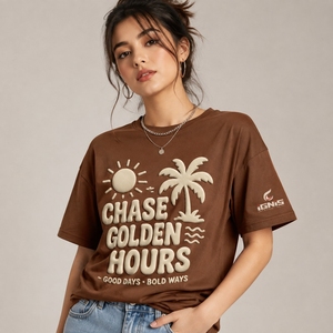 T-shirt imprimé pour femmes, haut décontracté à imprimé graphique, tissu en coton léger et respirant pour l'été, à porter au quotidien - Product Image 4