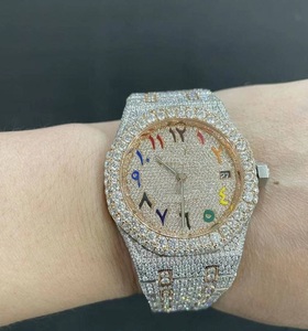 Reloj de Lujo DAZZLING JEWELS de Alta Calidad, Estilo Hip Hop, Correa de Acero Inoxidable, Moissanita VVS, Zafiro Blanco Baguette, Mecánico Analógico - Product Image 3
