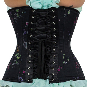 Corsé Moldeador Negro con Estampado Floral para Mujer, con Cierre de Gancho y Ojo, Control Firme de Abdomen, Ropa Interior Transpirable de Spandex y Nylon - Product Image 3
