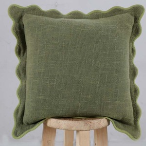 Funda de Cojín Cuadrada de Lino Verde con Patrón Ondulado Abstracto, Estilo Ecológico y Suave, Decorativa para el Hogar - Product Image 3