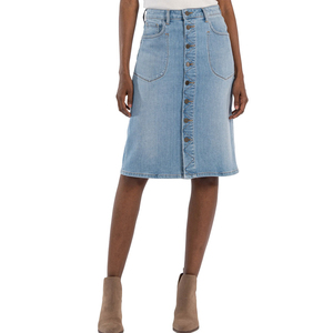 Mini-jupe 100 % coton denim pour femme, coupe décontractée, taille naturelle, écologique, pour usage quotidien, avec options de tailles personnalisées - Product Image 3