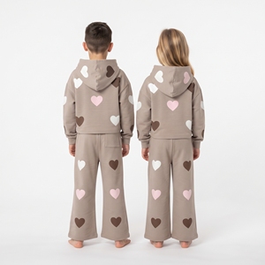 Conjunto Deportivo Informal para Niños y Niñas, Unisex, con Capucha y Estampado de Corazón, Pantalones Anchos, Ropa Deportiva a la Moda, Venta al Por Mayor - Product Image 6