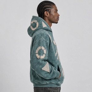 Casual men embroidered <b>hoodie</b> offers <b>soft</b> warmth detailed stitching and easy styling for daily wear travel and leisure time - Product Image 5