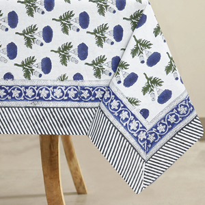 100% Cotton Floral <b>Tablecloth</b> Handmade Printed Table Cover Blue Green Decorative Dining Cloth for Home Hotel <b>Party</b> - Product Image 5