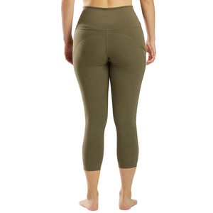 Wholesale High Waist Customized Colors Capris <b>Tights</b> Women Polyester Spandex Leggings Gym Sports Yoga Pants Fitness Casual - Product Image 2