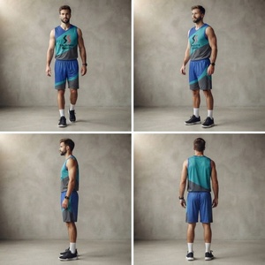 Conjunto de Uniforme de Baloncesto Sublimado Unisex, Personalizable, Transpirable, Estampado, Reversible, Tallas Grandes, Ropa de Práctica para Adultos, 100% - Product Image 2