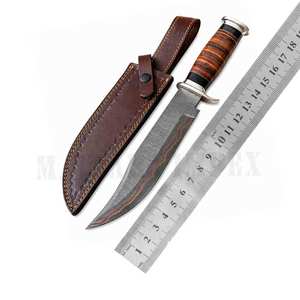 Couteau Bowie en acier damas cuivré fait main avec étui en cuir, couteau de chasse et de camping, cadeau de collection pour hommes - Product Image 6