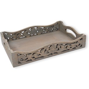 Bandeja de Servir Hecha a Mano de Madera de Mango con Bordes de Acero - Venta al por Mayor en India - Product Image 3
